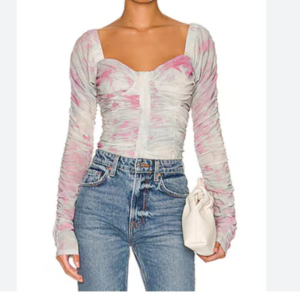 Free People Size Small Multicolor Long Sleeve All Night Top in Cloud Combo